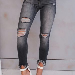 High rise distressed skinny jeans